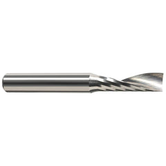 Square End Mill: 1/8'' Dia, 1/4'' LOC, 1/4'' Shank Dia, 2'' OAL, 1 Flute, Solid Carbide Single End, Uncoated, Upcut Flute, 22 ° Helix, Centercutting, RH Cut, RH Flute