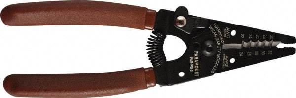 Paramount - 30 to 22 AWG Capacity Wire Stripper - 6" OAL, Plastic Dipped Handle - Industrial Tool & Supply