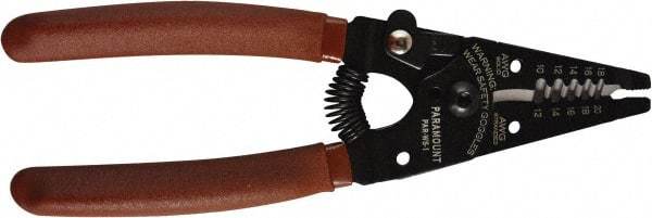 Paramount - 18 to 10 AWG Capacity Wire Stripper - 6" OAL, Plastic Dipped Handle - Industrial Tool & Supply