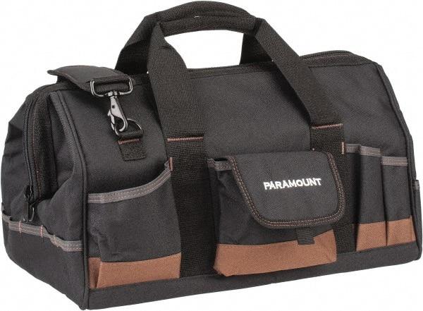 Paramount - 31 Pocket Black & Brown Polyester Tool Bag - 18" Wide x 11" Deep x 12" High - Industrial Tool & Supply