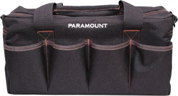 Paramount - 16 Pocket Black & Brown Polyester Tool Bag - 14" Wide x 5-1/2" Deep x 6" High - Industrial Tool & Supply