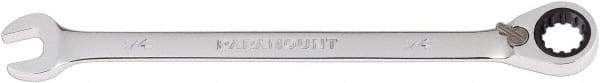Paramount - 1/4" 12 Point Combination Wrench - 13° Head Angle, 5" OAL, Chrome Vanadium Steel, Polished Finish - Industrial Tool & Supply