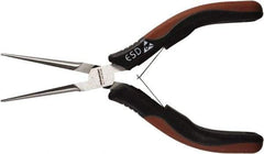 Paramount - 6" OAL, 2-5/16" Jaw Length x 15/32" Jaw Width, Long Nose Needle Nose Pliers - Smooth Jaw, Standard Head, ESD Cushion Handles, with Spring - Industrial Tool & Supply
