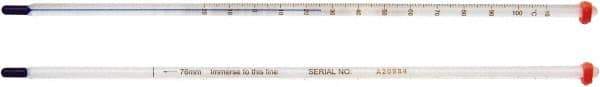 H-B Instruments - -1 to 101°C, Organic Filled Precision Thermometer - 24 Inch Immersion Length - Industrial Tool & Supply