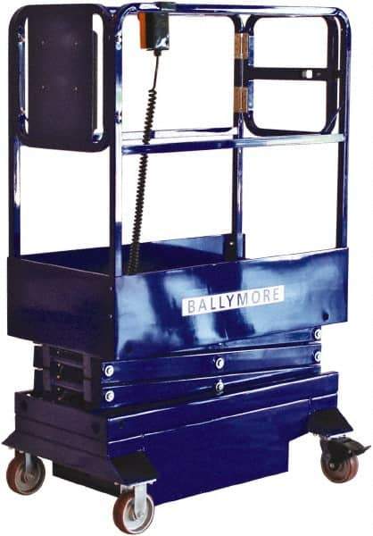 Ballymore - 500 Lb Capacity, 120" Lift Height, Battery Operated Mini Scissor Lift - 120" Lift Height, Battery Operated - Industrial Tool & Supply