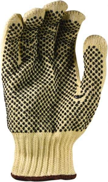 PRO-SAFE - Size M (8), ANSI Cut Lvl 4, Puncture Lvl 1, Abrasion Lvl 2, PVC Coated ATA Cut Resistant Gloves - 9.5" Long, Palm & Fingers Coated, Continuous Cuff, Black/Yellow, Paired - Industrial Tool & Supply
