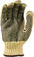 PRO-SAFE - Size M (8), ANSI Cut Lvl 4, Puncture Lvl 1, Abrasion Lvl 2, PVC Coated ATA Cut Resistant Gloves - 9.5" Long, Palm & Fingers Coated, Continuous Cuff, Black/Yellow, Paired - Industrial Tool & Supply