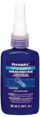 Permatex - 50 mL Bottle, Blue, Medium Strength Liquid Threadlocker - Series 243, 24 hr Full Cure Time, Hand Tool Removal - Industrial Tool & Supply
