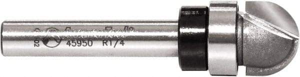 Amana Tool - 1/2" Cut Diam, 3/8" Length of Cut, 2 Flute Core Box Edge Profile Router Bit - Carbide-Tipped, 1/4" Shank Diam, 2" OAL, Uncoated - Industrial Tool & Supply