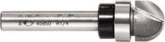Amana Tool - 1/2" Cut Diam, 3/8" Length of Cut, 2 Flute Core Box Edge Profile Router Bit - Carbide-Tipped, 1/4" Shank Diam, 2" OAL, Uncoated - Industrial Tool & Supply