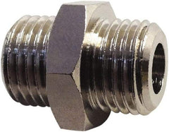Legris - 1/4 Male Thread, Nickel Plated Brass Industrial Pipe Hex Nipple - MBSPP, 870 psi - Industrial Tool & Supply