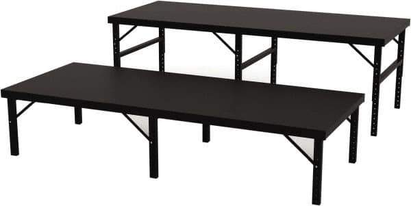 Valley Craft - 48 Wide x 120" Deep x 28" High, Steel Work Table - 14 Gauge Stainless Steel Top, Adjustable Height Legs, Gray - Industrial Tool & Supply