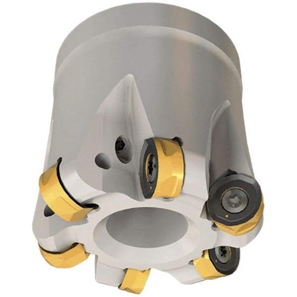 Iscar - 50mm Cut Diam, 8.7mm Max Depth, 22mm Arbor Hole, 6 Inserts, H400 RNHU Insert Style, Indexable Copy Face Mill - H400 FR-12 Cutter Style, 50mm High, Through Coolant, Series Helido - Industrial Tool & Supply