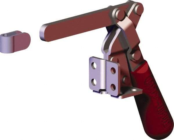 De-Sta-Co - 400 Lb Holding Capacity, Vertical Handle, Manual Hold Down Toggle Clamp - 60° Handle Movement, 185° Bar Opening, Solid Bar, Flanged Base, Carbon Steel - Industrial Tool & Supply