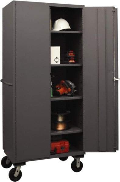 Durham - 4 Shelf Locking Storage Cabinet - Steel, 36" Wide x 24" Deep x 80" High, Gray - Industrial Tool & Supply