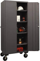Durham - 4 Shelf Locking Storage Cabinet - Steel, 36" Wide x 24" Deep x 80" High, Gray - Industrial Tool & Supply