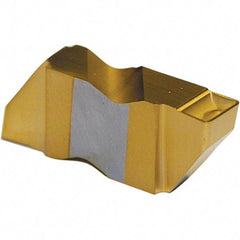 Tool-Flo - 2FLG P Grade GP3R, 2.2mm Cutting Width Carbide Grooving Insert - 2.79mm Max Depth of Cut, Left Hand, 0.005 to 0.01" Corner Radius, TiN Finish - Industrial Tool & Supply