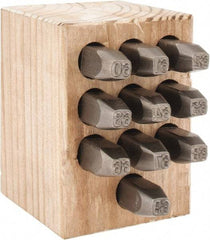 C.H. Hanson - 10 Piece, 1/4" Character Steel Stamp Set - Double Digit Figures, Double Digits - Industrial Tool & Supply