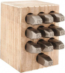 C.H. Hanson - 10 Piece, 1/4" Character Steel Stamp Set - Double Digit Figures, Double Digits - Industrial Tool & Supply