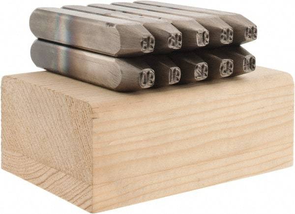 C.H. Hanson - 10 Piece, 3/16" Character Steel Stamp Set - Double Digit Figures, Double Digits - Industrial Tool & Supply
