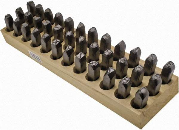 C.H. Hanson - 36 Piece, 1/2" Character Steel Stamp Set - Letters & Figures, Heavy Duty - Industrial Tool & Supply