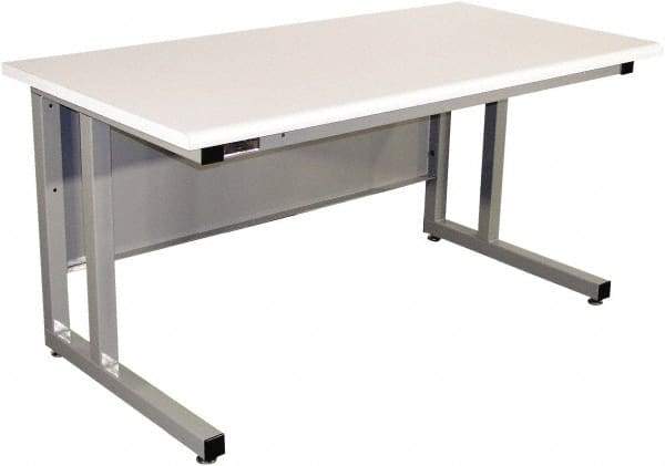 Proline - 72 Wide x 30" Deep x 30" High, Plastic Laminate Workbench - Fixed Legs With Adjustable Height Glides, Gray - Industrial Tool & Supply