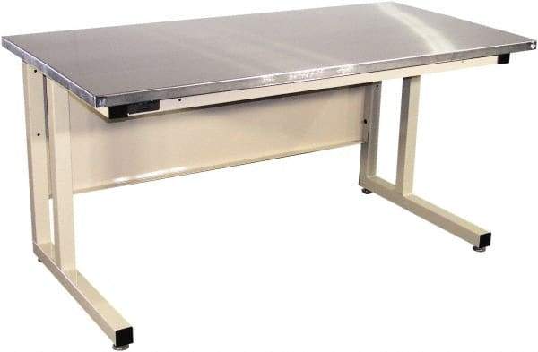 Proline - 72 Wide x 30" Deep x 30" High, Stainless Steel Workbench - Fixed Legs With Adjustable Height Glides, Beige - Industrial Tool & Supply