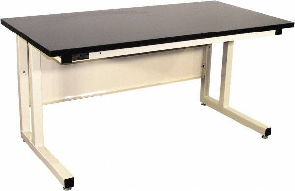 Proline - 72 Wide x 30" Deep x 30" High, Chem-Guard Workbench - Fixed Legs With Adjustable Height Glides, Beige - Industrial Tool & Supply