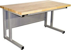 Proline - 72 Wide x 30" Deep x 30" High, Butcher Block Maple Workbench - Fixed Legs With Adjustable Height Glides, Gray - Industrial Tool & Supply