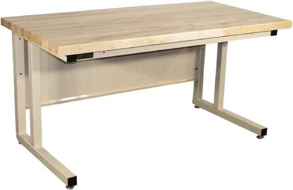 Proline - 72 Wide x 30" Deep x 30" High, Butcher Block Maple Workbench - Fixed Legs With Adjustable Height Glides, Beige - Industrial Tool & Supply