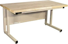 Proline - 72 Wide x 30" Deep x 30" High, Butcher Block Maple Workbench - Fixed Legs With Adjustable Height Glides, Beige - Industrial Tool & Supply