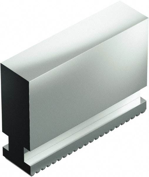 Schunk - 8" Max Chuck Capacity, Serrated Interface, Square Soft Lathe Chuck Jaw - 3 Jaw, Steel, 0mm Btw Mount Hole Ctrs, 38mm High, 0mm Groove - Industrial Tool & Supply