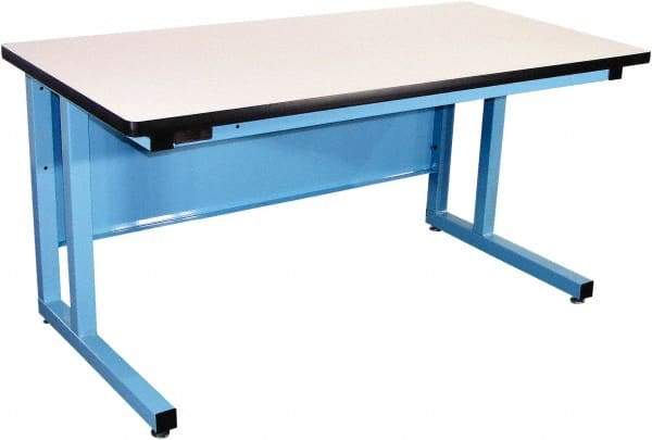 Proline - 72 Wide x 30" Deep x 30" High, Plastic Laminate Workbench - Fixed Legs With Adjustable Height Glides, Blue - Industrial Tool & Supply