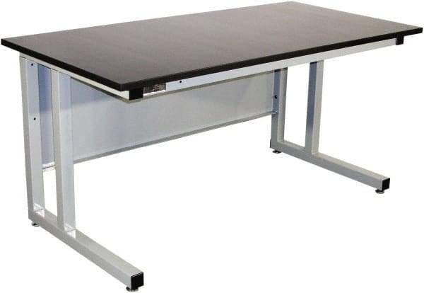 Proline - 72 Wide x 30" Deep x 30" High, Chem-Guard Workbench - Fixed Legs With Adjustable Height Glides, Gray - Industrial Tool & Supply