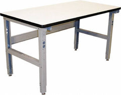 Proline - 60 Wide x 30" Deep x 36" High, Plastic Laminate Workbench - Adjustable Height Legs, Gray - Industrial Tool & Supply