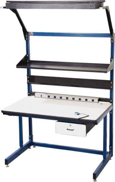 Proline - 60 Wide x 30" Deep x 36" High, Static Dissipative Workbench - Adjustable Height Legs, Blue & Black - Industrial Tool & Supply