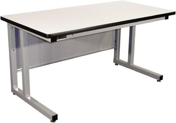 Proline - 60 Wide x 30" Deep x 30" High, Plastic Laminate Workbench - Fixed Legs With Adjustable Height Glides, Gray - Industrial Tool & Supply