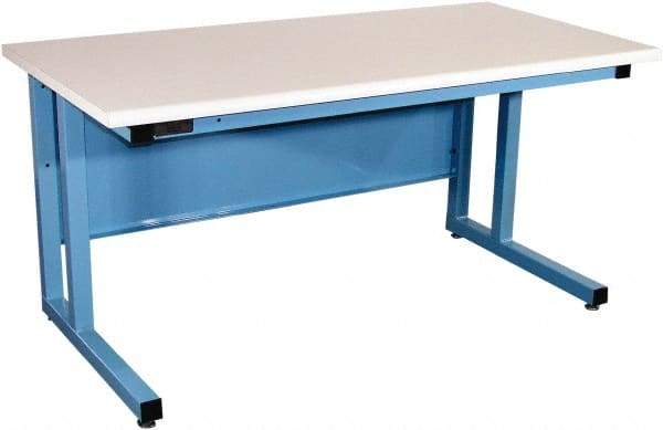 Proline - 72 Wide x 30" Deep x 30" High, Static Dissipative Workbench - Fixed Legs With Adjustable Height Glides, Blue - Industrial Tool & Supply