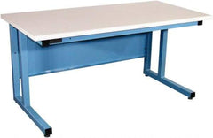 Proline - 72 Wide x 30" Deep x 30" High, Static Dissipative Workbench - Fixed Legs With Adjustable Height Glides, Blue - Industrial Tool & Supply