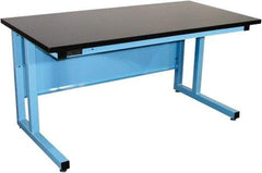 Proline - 60 Wide x 30" Deep x 30" High, Chem-Guard Workbench - Fixed Legs With Adjustable Height Glides, Blue - Industrial Tool & Supply