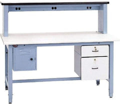 Proline - 60 Wide x 30" Deep x 36" High, Plastic Laminate Workbench - Adjustable Height Legs, Blue - Industrial Tool & Supply