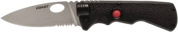 Coast Cutlery - 3-3/4" Blade, 8-1/2" OAL, Liner Lock Folding Knife - 4-3/4" Closed Length, Plastic - Industrial Tool & Supply