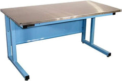 Proline - 60 Wide x 30" Deep x 30" High, Stainless Steel Workbench - Fixed Legs With Adjustable Height Glides, Blue - Industrial Tool & Supply