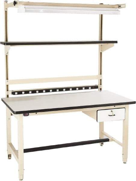 Proline - 60 Wide x 30" Deep x 36" High, Plastic Laminate Workbench - Adjustable Height Legs, Beige - Industrial Tool & Supply