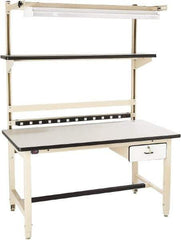Proline - 60 Wide x 30" Deep x 36" High, Plastic Laminate Workbench - Adjustable Height Legs, Beige - Industrial Tool & Supply