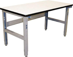Proline - 60 Wide x 36" Deep x 36" High, Plastic Laminate Workbench - Adjustable Height Legs, Gray - Industrial Tool & Supply