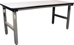 Proline - 72 Wide x 36" Deep x 36" High, Plastic Laminate Workbench - Adjustable Height Legs, Gray - Industrial Tool & Supply