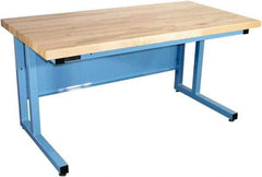 Proline - 60 Wide x 30" Deep x 30" High, Plastic Laminate Workbench - Fixed Legs With Adjustable Height Glides, Blue - Industrial Tool & Supply