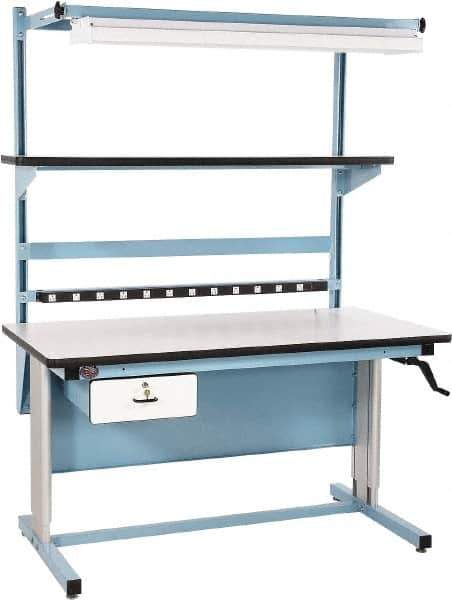 Proline - 60 Wide x 30" Deep x 42" High, Static Dissipative Workbench - Adjustable Height Legs, Blue - Industrial Tool & Supply