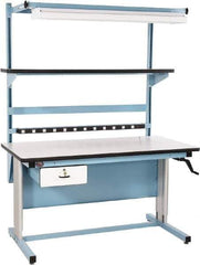 Proline - 60 Wide x 30" Deep x 42" High, Static Dissipative Workbench - Adjustable Height Legs, Blue - Industrial Tool & Supply